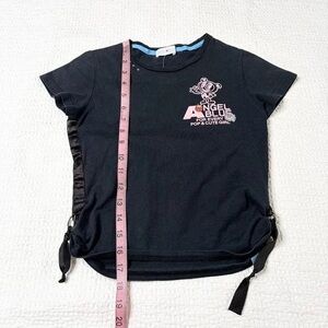 Angel Blue Black Short-Sleeve Tie-Hem Tee